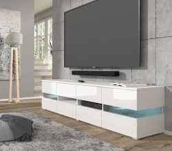 Szafka RTV nowoczesna Viper 186cm, biały mat / biały połysk - w salonie 2