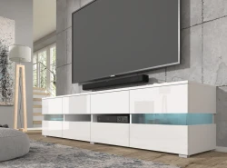 Szafka RTV nowoczesna Viper 186cm, biały mat / biały połysk - w salonie 3