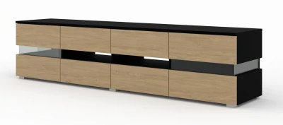 Szafka RTV nowoczesna Viper 186cm, czarny mat / dąb stone