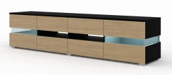 Szafka RTV nowoczesna Viper 186cm, czarny mat / dąb stone - LED
