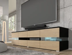 Szafka RTV nowoczesna Viper 186cm, czarny mat / dąb stone - w salonie 3