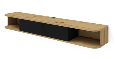 Szafka RTV wisząca Icarus 156cm, dąb artisan / czarny mat