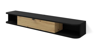 Szafka RTV wisząca Icarus 156cm, czarny mat / dąb artisan