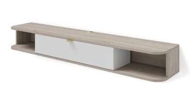 Szafka RTV wisząca Icarus 156cm, dąb sonoma / biały mat