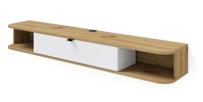 Szafka RTV wisząca Icarus 156cm, dąb artisan / biały mat