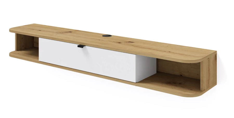 Szafka RTV wisząca Icarus 156cm, dąb artisan / biały mat