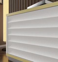 Szafka RTV wisząca Wabi 180cm, biały mat - zbliżenie