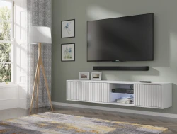 Szafka RTV wisząca MITA 156cm, biały mat - w salonie 3
