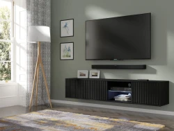 Szafka RTV wisząca MITA 156cm, czarny mat - w aranżacji salonu 3