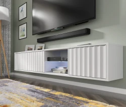 Szafka RTV wisząca VINA 156cm, biały mat - w salonie 2