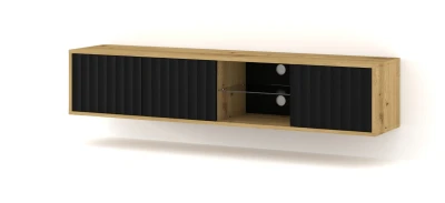 Szafka RTV wisząca VINA 156cm, dąb artisan / czarny mat