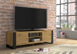 Szafka RTV loftowa Mondi 158cm, dąb artisan - w salonie
