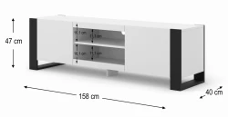 Szafka RTV loftowa Mondi 158cm, biały mat - wymiary