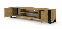 Szafka RTV loftowa Mondi 188cm, dąb artisan - otwarta