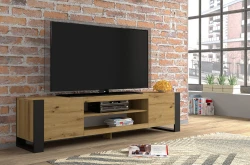 Szafka RTV loftowa Mondi 188cm, dąb artisan - w salonie