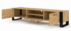 Szafka RTV industrialna Nuka 200cm, dąb artisan - otwarta