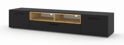 Szafka RTV Anette 198cm czarna, wstawka dąb artisan