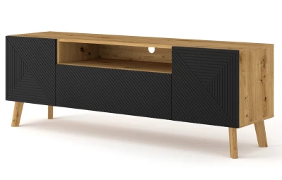 Szafka RTV LUXI 160cm, dąb artisan / czarny mat