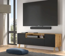 Szafka RTV LUXI 160cm, dąb artisan / czarny mat - w salonie 2