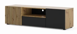 Szafka RTV Auris 150cm, dąb artisan / czarny mat