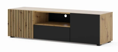 Szafka RTV Auris 150cm, dąb artisan / czarny mat