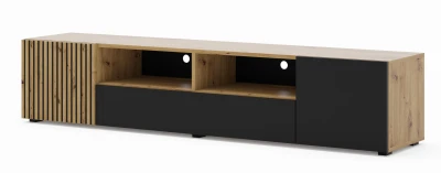 Szafka RTV Auris 200cm, dąb artisan / czarny mat