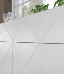 Szafka RTV Kairo 180cm 4D biały mat, nogi złote metalowe - zbliżenie