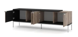 Szafka RTV Toledo 200cm 4D, dąb flagstaff - otwarta