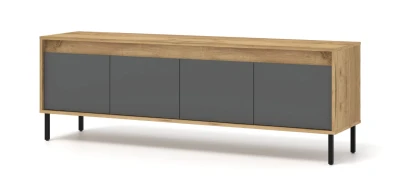 Szafka RTV NESTA 166cm, dąb craft złoty / bazalt