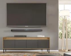 Szafka RTV NESTA 166cm, dąb craft złoty / bazalt - w salonie 3