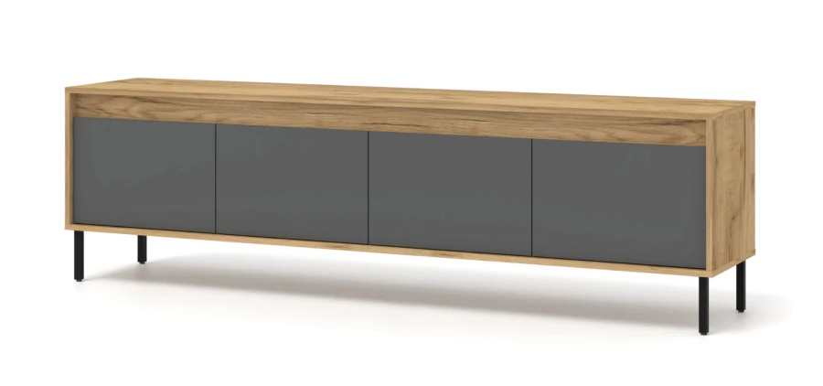 Szafka RTV NESTA 192cm, dąb craft złoty / bazalt