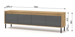Szafka RTV NESTA 192cm, dąb craft złoty / bazalt - wymiary