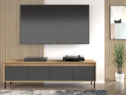 Szafka RTV NESTA 192cm, dąb craft złoty / bazalt - w salonie 3