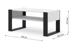 Ława loftowa MONDI prostokątna 100x50cm, biały mat - wymiary