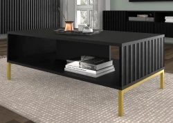 Stolik kawowy Wave 90x60cm czarny mat, nogi złote metalowe - ujęcie 2