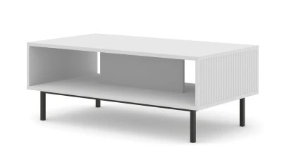 Stolik kawowy Ravenna B 90x60cm biały mat, nogi czarne metalowe proste