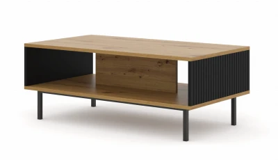 Stolik kawowy Ravenna B 90x60cm dąb artisan / czarny mat, nogi czarne metalowe proste