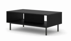Stolik kawowy Ravenna B 90x60cm czarny mat, nogi czarne metalowe proste