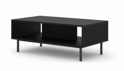 Stolik kawowy Ravenna B 90x60cm czarny mat, nogi czarne metalowe proste