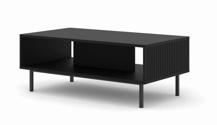 Stolik kawowy Ravenna B 90x60cm czarny mat, nogi czarne metalowe proste