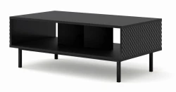 Stolik kawowy Ravenna C 90x60cm frez MDF diament, czarny mat / czarny połysk - nogi czarne metalowe proste