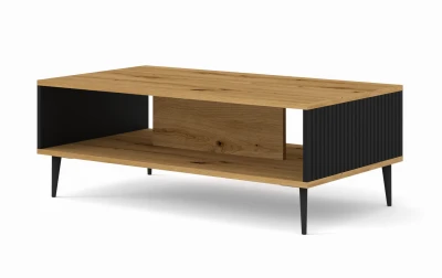 Stolik kawowy Ravenna PB 90x60cm dąb artisan / czarny mat - nogi czarne metalowe szpilka
