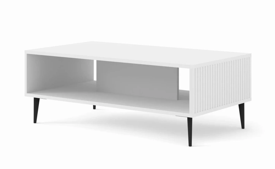 Stolik kawowy Ravenna PB 90x60cm biały mat - nogi czarne metalowe szpilka