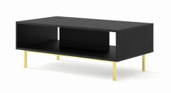 Stolik kawowy Ravenna B 90x60cm czarny mat, nogi złote metalowe proste