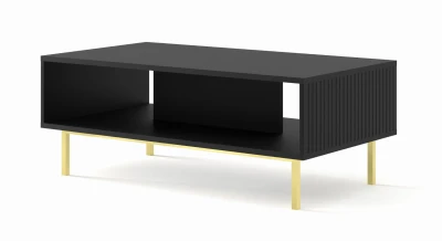 Stolik kawowy Ravenna B 90x60cm czarny mat, nogi złote metalowe proste