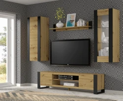 Witryna wisząca pełna MONDI 125cm, dąb artisan - w aranżacji salonu