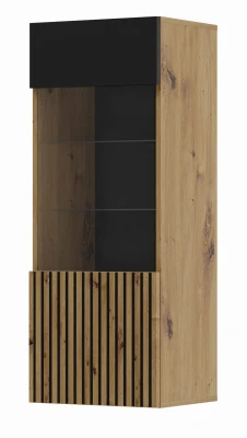 Witryna wisząca Auris 115cm, dąb artisan / czarny mat