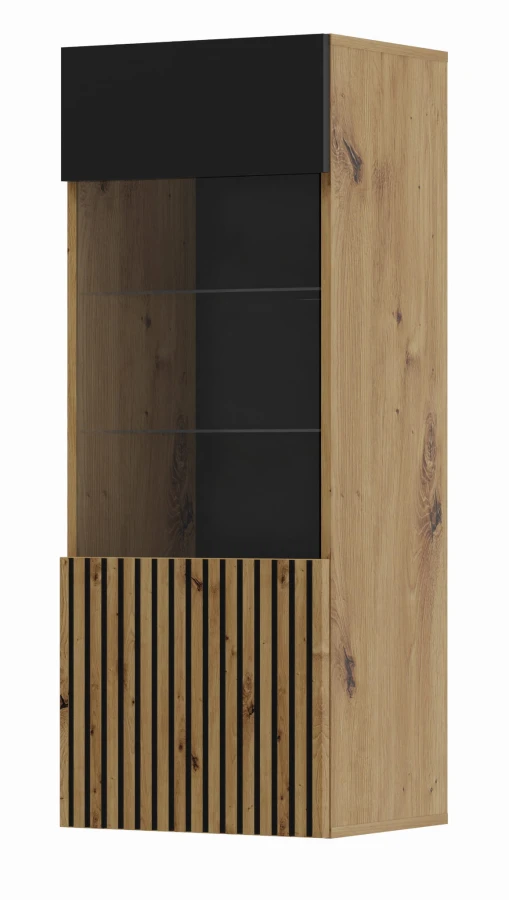 Witryna wisząca Auris 115cm, dąb artisan / czarny mat