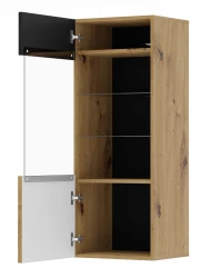 Witryna wisząca Auris 115cm, dąb artisan / czarny mat - otwarta