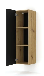 Szafka wisząca DUO 120cm, dąb artisan / czarny mat - otwarta